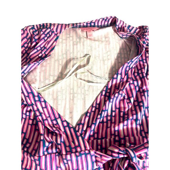 Lilly Pulitzer Pink Geometric Print Karlie Romper XXS Long Sleeves & Tie Belt - Picture 4 of 6